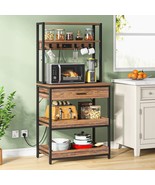 Modern Baker&#39;s Rack Shelving Unit with Pull-Out Shelves and Storage Drawer - $360.99 CAD