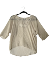 PINS &amp; NEEDLES Womens Top Boho Lattice Lace Blouse 3/4 Sleeve Cream Size XS - £9.19 GBP