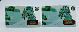 Starbucks Coffee 2014 Gift Card Footprints Trees Snowman Zero Balance Set of 2 - £8.94 GBP