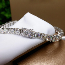 5mm Unisex Round Cut VVS/DE Moissanite Tennis Bracelet in 925 Silver - 7&quot; - £316.53 GBP