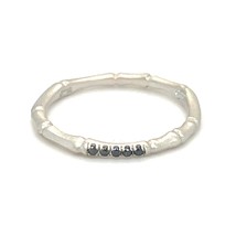 Sterling 18k White Vermeil Bamboo 2 mm Ring w/ 0.05 TCW Black Diamonds S... - $1,091.33 MXN
