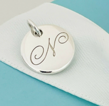 Tiffany Silver Letter N Alphabet Initial Round Circle Notes Charm Pendant - £133.67 GBP