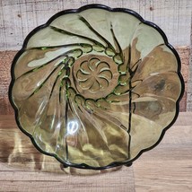 Vintage Hazel-Atlas Colonial Seashell Swirls Green Serving Fruit Vegetab... - $17.79
