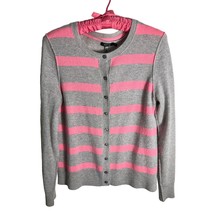 Cashmere Striped Cozy Cardigan Sweater Pink &amp; Gray Apt 9 - £15.78 GBP