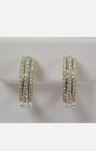1.50Ct Simulé Diamant Trois Tons Boucle Earrings IN 14k or Jaune Plaqué - £74.14 GBP