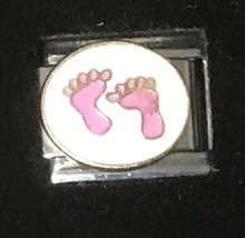 Pink Footprint Wholesale Italian Charm Enamel Link 9MM K18 Style Girl - £11.76 GBP