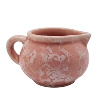 Mini Creamer Pitcher Enesco Pink White 1.25&quot; Pottery Dollhouse Decor Vintage - £15.94 GBP