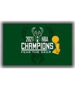 Milwaukee Bucks Basketball Champions 2021 Flag 90x150cm 3x5ft Fear the Deer - £10.90 GBP