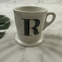 Anthropologie Monogram Retro Coffee Mug Letter Initial R Black Shave Sty... - £13.40 GBP