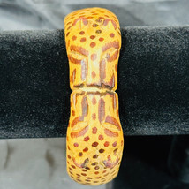 Wooden Kissing Leopard Cheetah Animal Print Bangle Bracelet - £12.82 GBP