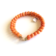 Bracelet femme or jaune 14 carats double rangée perles rondes corail - $358.25