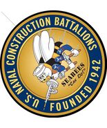 Navy Seabees Round Cut Metal Sign - $1,099.72 MXN
