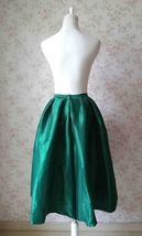Emerald Green Midi Taffeta Skirt Women Custom Plus Size Pleated Party Skirt image 4
