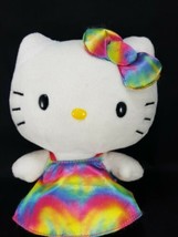 Hello kitty Ty Rainbow Dress Plush Stuffed Animal Toy Doll Sanrio Soft 6&quot; - £11.68 GBP