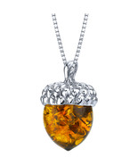 Sterling Silver Baltic Amber Acorn Pendant Necklace - $130.71 CAD