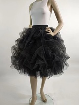 Black Ruffle Tulle Midi Skirt Women Custom Plus Size Holiday Tulle Skirt image 3