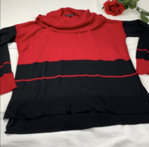 Cable &amp; Gauge Cowl Neck Red and Black Sweater Size M Women&#39;s - $16.70