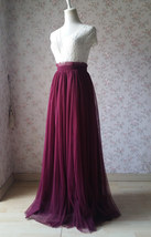 BURGUNDY Wedding Full Long Tulle Skirt Custom Plus Size Bridesmaid Tulle Skirt image 3