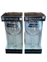 Gift Box NFL Seattle Seahawks Wine Glass 12 ounce Colored Logo lot of 2 - €23,43 EUR