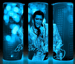 Glow in the Dark Elvis Presley King of Rock Golden Singer Cup Mug Tumbler 25oz - £17.82 GBP