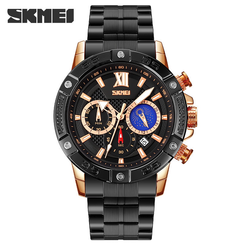 Multi-Function Six-Hand Swatch Chronograph Men's Watch Fashion With Moon Phase M