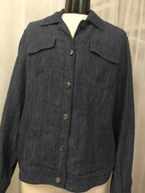 Kate Hill Women&#39;s Jacket Casual Linen Denim Like Jacket Size 10 - £18.70 GBP