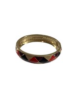 Vera Bradley Bracelet Gold Tone Metal Harlequin Enamel Hinge Bangle Multi Color - £15.03 GBP