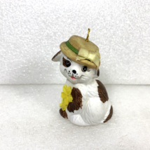 Giftco Porcelain Dog Hat Yellow Flowers Bell Christmas Ornament, Taiwan, Vintage - $8.95