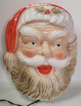 Vintage Large Santa Claus Face Head Lighted Blow Mold Christmas Poloron 17&quot; - $74.25