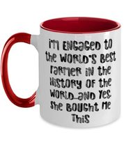 Gag Fiance Two Tone 11oz Mug, I&#39;m Engaged to the World&#39;s Best Farmer in the Hist - £15.37 GBP