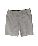 Izod Seersucker Women Striped Print Flat Front Cotton Gray White Golf Sh... - $22.83 CAD