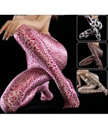 Leopard Opaque Satin Spandex Tights Pantyhose Glossy Footed Yoga Japanes... - £12.51 GBP