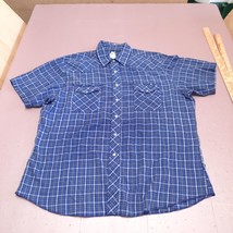 Vintage Wrangler Western Shirt Men XL Blue Plaid Pearl Snap Lightweight Rodeo - £3.97 GBP