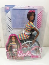 Barbie Fashionistas Doll #166 With Wheelchair Brunette Rainbow Dress Brand New - £23.72 GBP