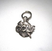 Vintage Sterling Silver Gold Ball &amp; Tee Charm Pendant C3706 - £13.98 GBP