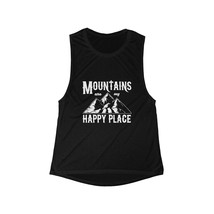 Mountains Are My Happy Place Women&#39;s Flowy Scoop Muscle Tank Top - £22.36 GBP+