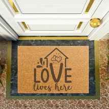 &quot;Love Lives Here&quot; Eco Friendly Doormat 24 x 16&quot; Non-Slip Backing Entrance Mat - £36.73 GBP