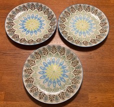 3ct Pier 1 Imports Ellie Peacock Stoneware Salad Plates Hand Painted 8 1... - $468.67 MXN