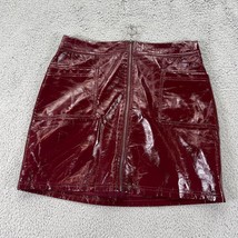 Wild Fable Womens Maroon Leather Pockets Full Zip Mini Skirt Size Medium - £19.46 GBP