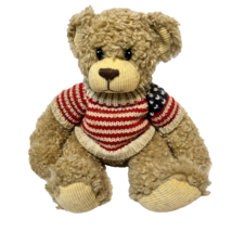 Vintage Patriotic Pete Plush Wooly Bear Stars Stripes Sweater Stuffed An... - $14.83