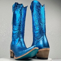 Lane SMOKESHOW Blue Cowboy Boots Womens 7 Leather Western Wear Snip Toe Tall - £167.39 GBP