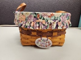 Longaberger May 1997 Petunia Floral Basket Protector Liner Tie On Medallion - $25.92
