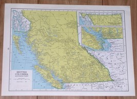 1950 Original Vintage Map British Columbia Vancouver Verso Saskatchewan Canada - £15.36 GBP