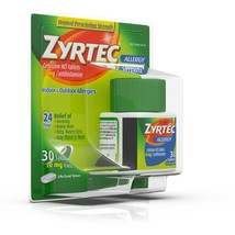 Zyrtec 24 Hour Allergy Relief Tablets with 10 mg Cetirizine HCl 30 ct . - £25.31 GBP