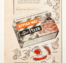 1958 Appian Way Pizza Mix Sauce Box Advertisement Homemade Dinners DWII30 - $19.99