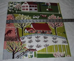 Vintage Farmland Bark Cloth Fabric Beautiful Colors  sewbuzyb - £34.32 GBP