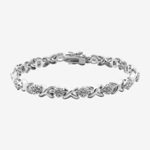 0.25CT Lab-Created Moissanite X-Link Tennis Bracelet 14K White Gold Plated 7&quot; - £103.56 GBP
