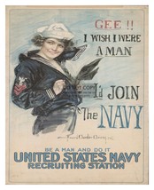 WW1 War Time Poster &quot;Gee! I Wish I Were A Man&quot; Navy Recruiting Poster 8X10 Photo - £6.67 GBP