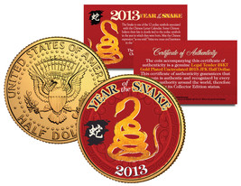 2013 Chinese Year of the SNAKE New Year 24K Gold Plated JFK US Half Dollar Coin - £6.76 GBP