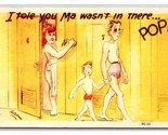 Comic Dad Takes a Peek In the Wrong Changing Room Linen Postcard S2 - $4.90